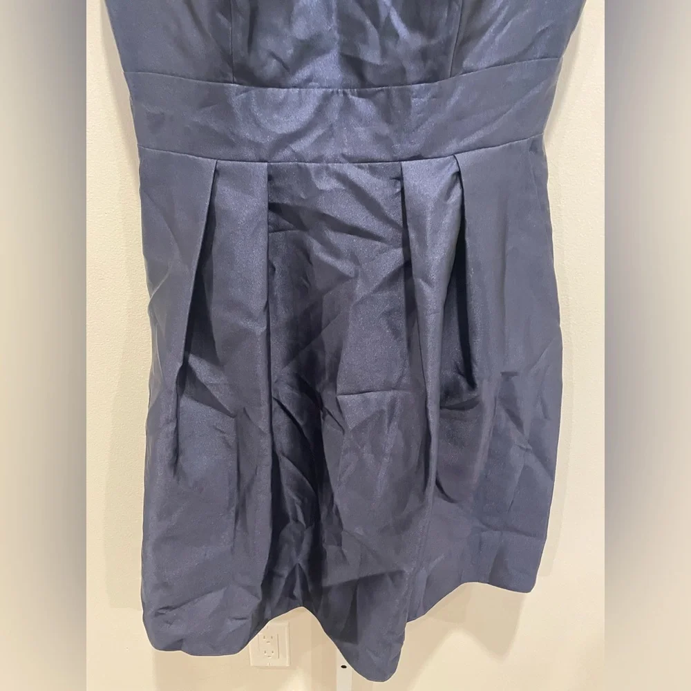 Alfred Sung Cap Sleeve Pleated Cocktail Dress With Pockets  Navy Size 14 - Picture 5 of 10